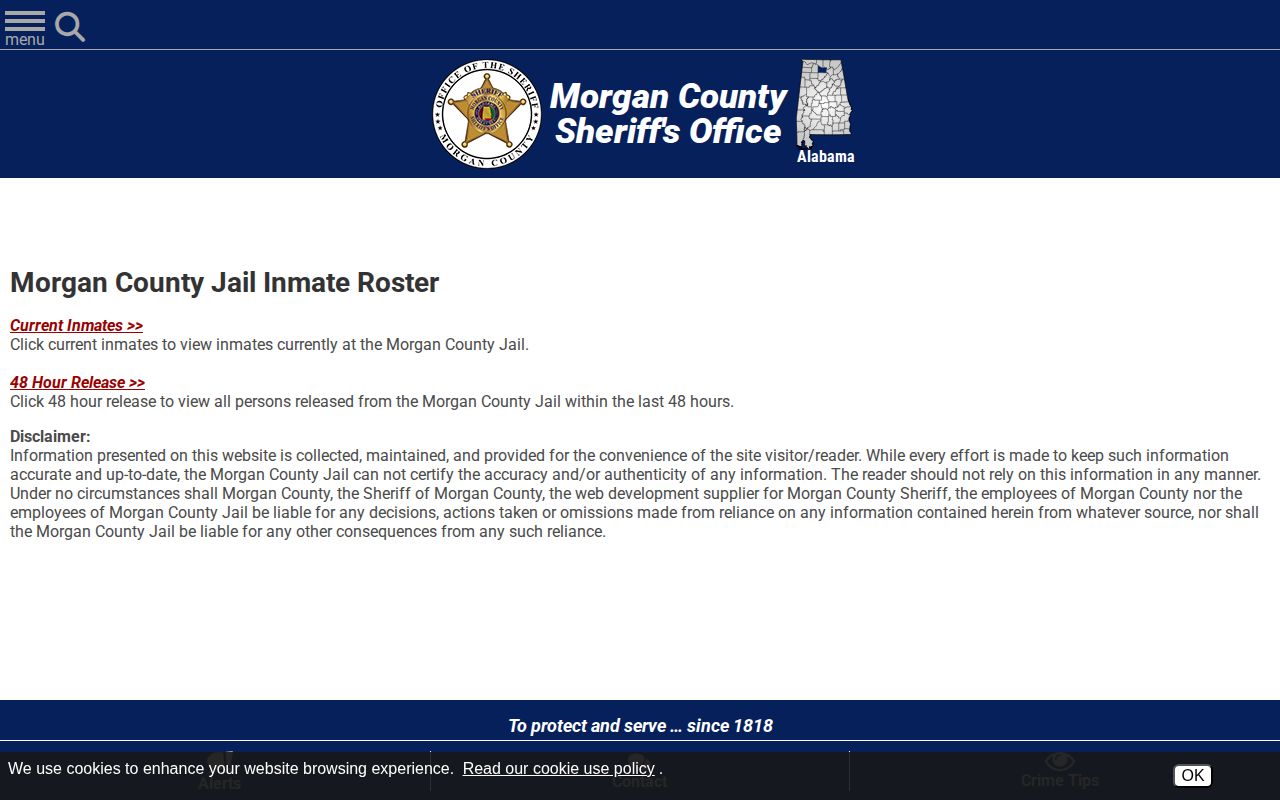 Morgan County 24-hour release list official 48-hour roster chooser