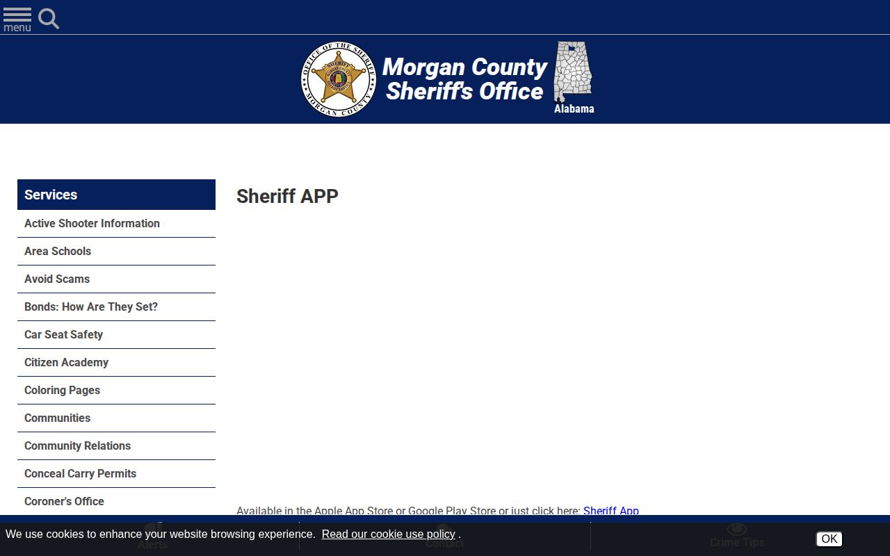 Morgan County Sheriff app supporting 24-hour release checks