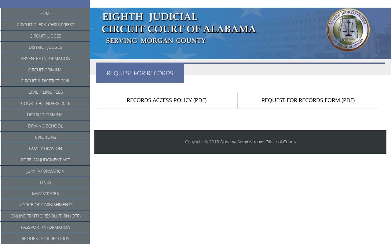 Morgan County 72-hour release fallback court records request