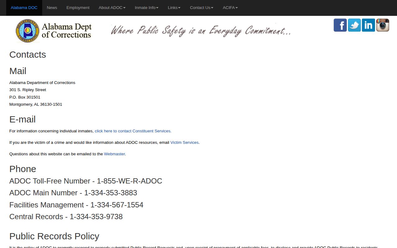 Morgan County released inmates ADOC records contact source